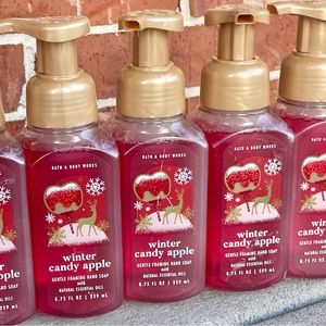 3 NEW BATH & BODY WORKS FOAMING SOAP WINTER CANDY APPLE 8.75 fl oz PER BOTTLE